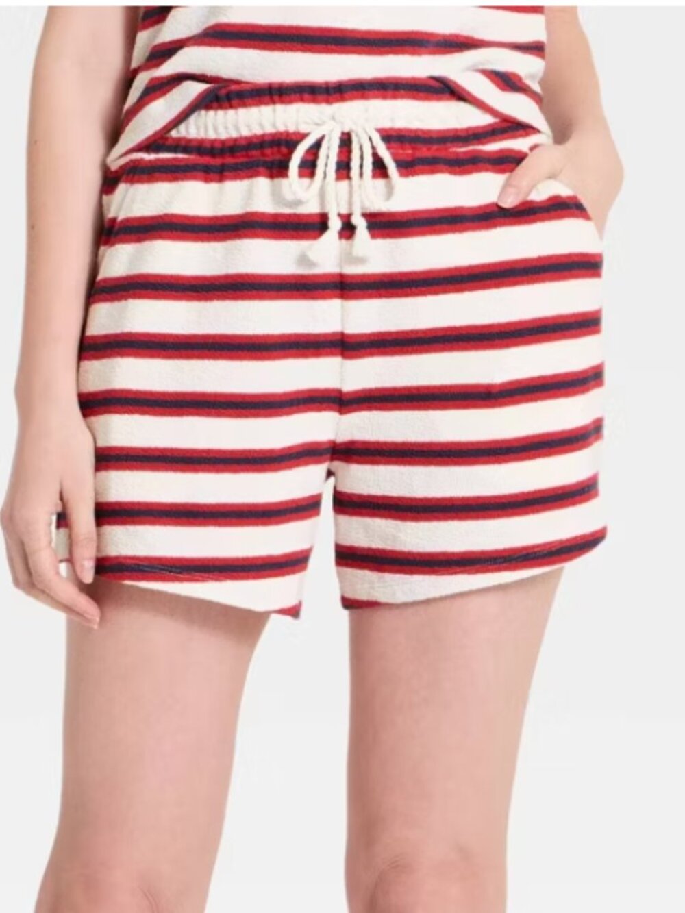 Women's Mid-Rise Knit Pull-On Shorts - Universal Thread™ Blue Striped L